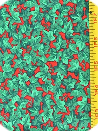 Yeni tarafından 1/2 (0.5) Yard Vintage Yeşil Yapraklar üzerinde Kırmızı Yorgan Kumaş Tekstil Pamuk Kapitone Kumaş DG-5706J tarafından