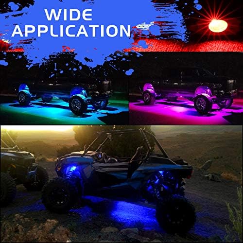 RGB LED kaya ışıkları kitleri, otomatik güç artı 4 bakla renkli Neon ışık ile Bluetooth kontrol, zamanlama, yanıp sönen, müzik
