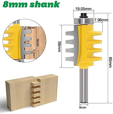 LJWXX Matkap 8mm, 6mm, 1/4 inc Shank Ray Geri Dönüşümlü Parmak Eklem Tutkal Yönlendirici Bit Koni Zıvana Doğrama Kesici Güç Araçları