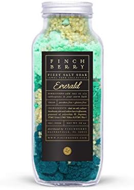 Finchberry Gazlı Banyo Tuzu Emmek (Zümrüt), Gevşeme ve Ağrılı Kasları Hafifletmek için Banyo Bombası Etkisi olan Ölü Deniz Tuzları,