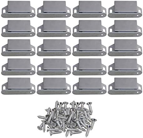 RDEXP 55x25x13mm Gümüş Paslanmaz Çelik Manyetik Dolap Dolapları ve Kapı Mandalı Yakalamak Kapaklar Vidalar ile 20 Set