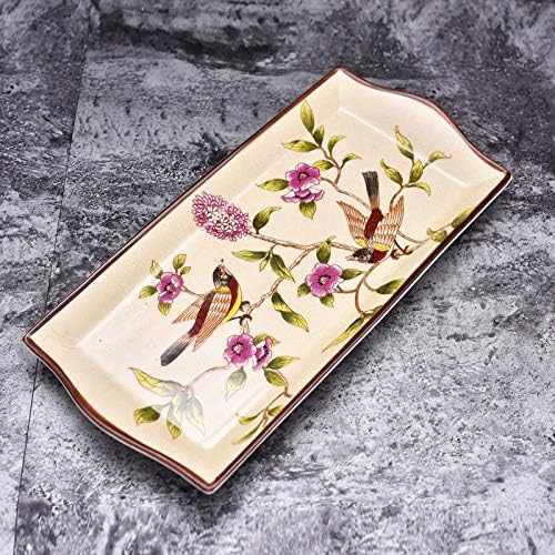 Vintage Seramik Banyo Aksesuarları Setleri, 7 Parça Boyalı Çiçek Kuş Banyo Seti Vanity Dekor İhtiva Yuvarlak Sabunluk, 2 Adet