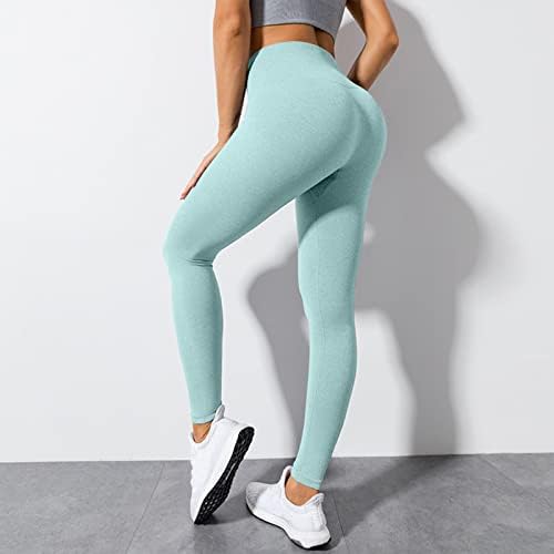 Bblulu kadın Yüksek Bel Yoga Pantolon Egzersiz Spor Popo Kaldırma Dikişsiz Tayt Düz Renk Karın Kontrol Yoga Pantolon Tayt