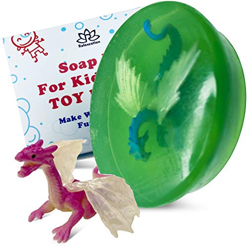 Sevimli Ejderha Sürpriz İçinde Oyuncak ile Çocuklar için 1 Sabun Çubuğu-Doğal Yeşil Elma Çocuk Sabunu-Cilt için Güvenli-El, Yüz