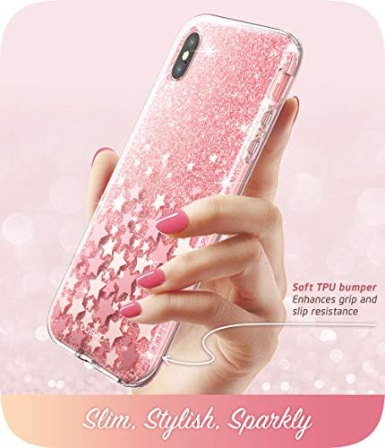 ı - Blason Cosmo Tam Vücut Bling Glitter Sparkle Temizle Tampon Durumda Dahili Ekran Koruyucu için iPhone Xs Max 2018 Yayın,