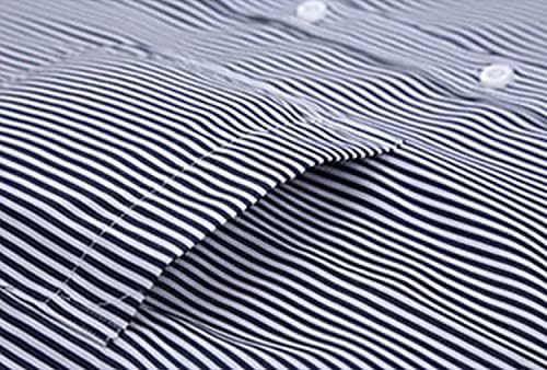 Erkek Fransız Manşet Çizgili Elbise Gömlek Retro Şerit Uzun Kollu Gömlek Kulübü Yaka Ince Düzenli Fit iş gömleği