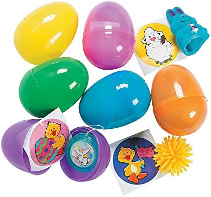 Eğlenceli Ekspres - Paskalya için Parlak Oyuncak Dolgulu Yumurtalar (2dz) - Parti Malzemeleri-Önceden Doldurulmuş Parti İyilikleri-Önceden