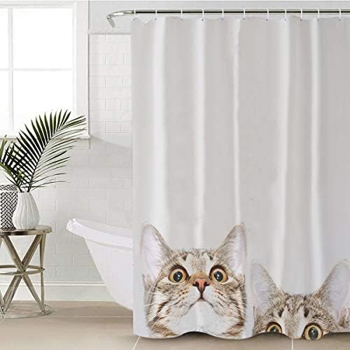 Sleepwish Beyaz banyo Perdesi Sevimli Kedi Perdeler Çocuklar Gençler ıçin Su Geçirmez Pencere Paneli Perdeler Hayvan Lover Hediyeler