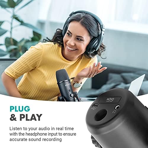 Ayarlanabilir Pikap Desenlerine Sahip Bilgisayar için Movo UM700 Masaüstü USB Mikrofonu, Podcast Mikrofonu, Akış Mikrofonu, Oyun