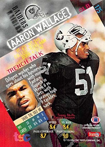 1994 Stadyum Kulübü Süper Takımlar Super Bowl Futbol 175 Aaron Wallace Topps'tan Resmi NFL Ticaret Kartı
