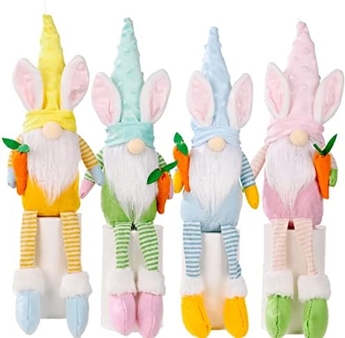 Mencly Paskalya tavşanı Gnome Peluş, 4 Paket Tavşan Cüceler Paskalya Hediyeler, uzun Bacaklar Bahar Elf Paskalya Süslemeleri,