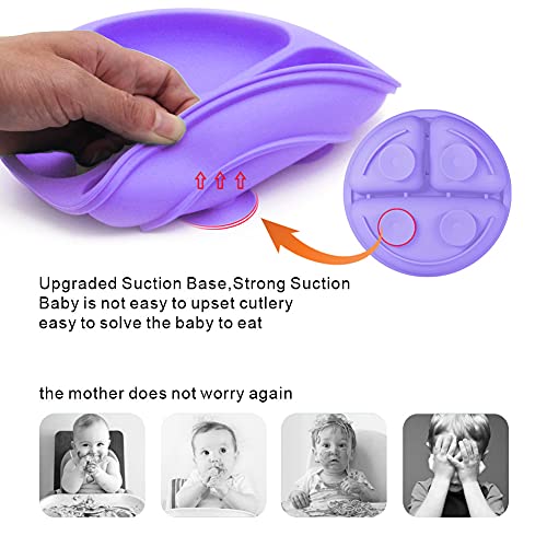 Bebek Emme Plakası ile Öz-Besleme Kaşık Çatal-BPA Ücretsiz Bebek Yenidoğan Gereçler Set için Öz-Eğitim, Emme Plakaları için Bebekler