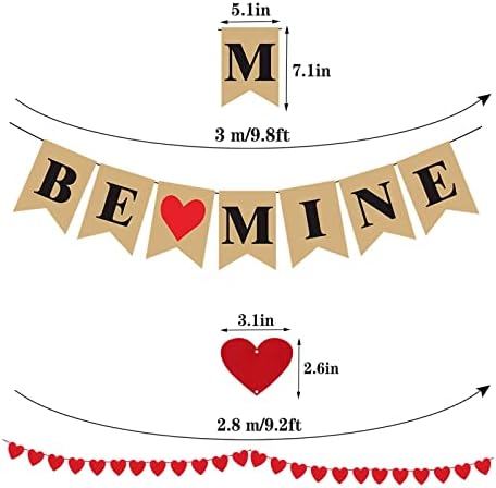 Fivebop Sevgililer Günü Dekorasyon Set Sevgililer Günü Banner & 72 Kırmızı Kalpler Keçe Çelenk Seti, romantik Aşk Asılı Afiş
