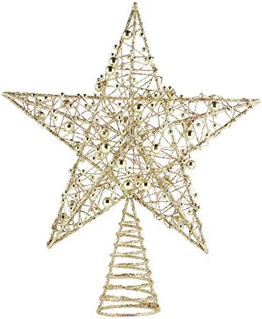 ıfundom Noel Süslemeleri 1 ADET Demir Yıldız Ağacı Topper Glitter Yıldız Noel Tatil Ağacı Topper 5 Nokta Yıldız Festivali Treetop