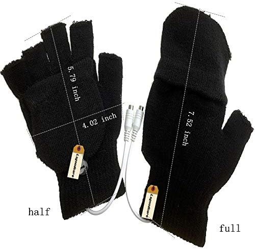 Lsgoodcare siyah USB tam ve yarım parmak ısıtma örgü yün eller sıcak eldiven, kış USB Powered ısıtmalı eldiven kadın kızlar için,