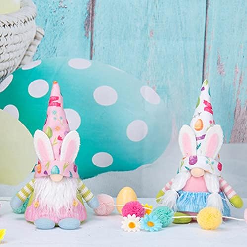 URMAGİC Paskalya masa süslemeleri, el yapımı Renkli Bunny Gnomes Faceless peluş bebek ışıkları ile Paskalya Hediyeler için ev