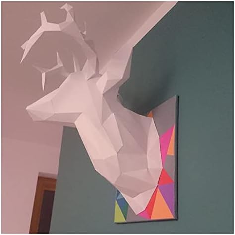 Düşünür Tarzı Dekorasyon Yeni Geyik Kafası Trophy 3D Kağıt Modeli 3 Renk Geometrik Origami Kağıt Heykel Ev Dekor Duvar Dekorasyon