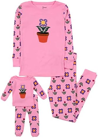 Leveret Çocuk ve Yürümeye Başlayan Çocuk Pijamaları Eşleşen Bebek ve Kız Pijamaları %100 Pamuk 2 Parça Pjs Seti (Boyut 2 Yürümeye