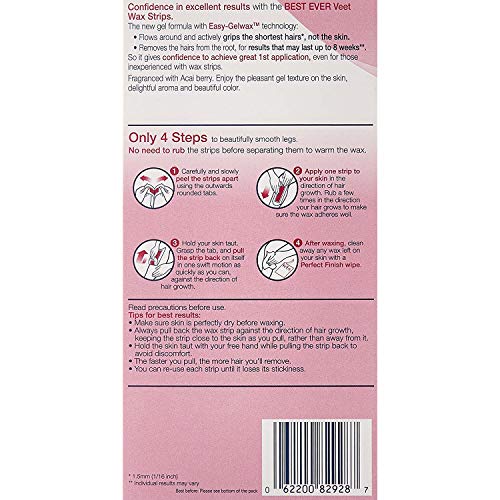 Veet Bacak ve Vücut Saç Çıkarıcı Soğuk Balmumu Şeritleri, 40 ct (11'li Paket)