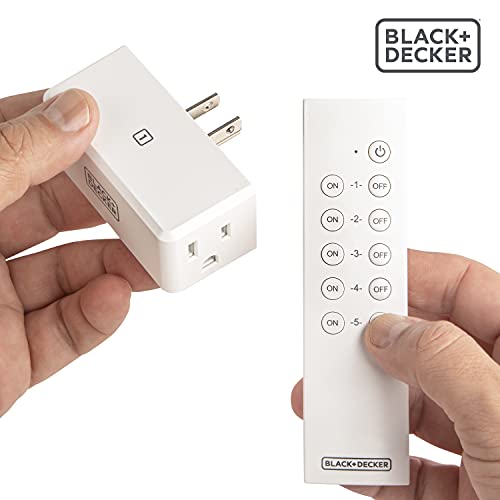Black + Decker Kablosuz Uzaktan Kumanda Çıkışı, 5 Çıkışlı Paket, 2 Uzaktan Kumanda - Premium Işık Anahtarları
