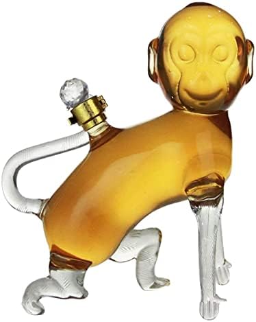 CXJAY Kristal içme şişesi Viski Sürahi şarap sürahi Maymun Şekli Sürahi için Stoper ile Likör, Scotch, Bourbon, Votka Veya Likör