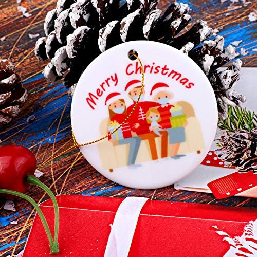 ELCOHO Noel Seramik Süsler Dört Giyen Bir Aile Ağız-Muffle Noel Ağacı Dekorasyon Noel Süsler Hediyeler ve Ev Dekorasyonu için