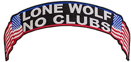 Siyah İşlemeli Aplike Yama Üzerinde Yalnız Kurt Hiçbir Kulüp Kırmızı Beyaz ve Mavi