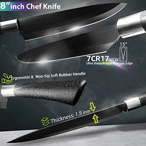 Mutfak Bıçağı 3.5 5 7 8 Şef 7CR17 440C Paslanmaz Çelik Yapışmaz Bıçak Ekmek Dilimleme Yardımcı Santoku Bıçaklar 6 Adet Set (Değer