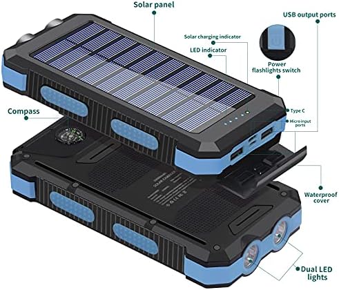 Güneş enerjisi şarj cihazı Taşınabilir güneş enerjisi bankası Cep Telefonu için Su Geçirmez harici yedek batarya Paketi telefon