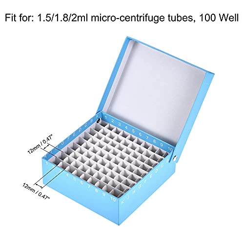 uxcell Santrifüj tüpü Dondurucu saklama kutusu 100-Well Su Geçirmez Karton Tutucu Mavi için 1.5/1.8/2 ml Mikro Santrifüj Tüpleri