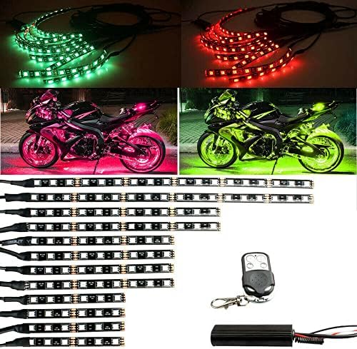 12 adet Motosiklet RGB LED Neon Altında Glow ışıklar Şerit Kiti Bluetooth APP Kontrolü