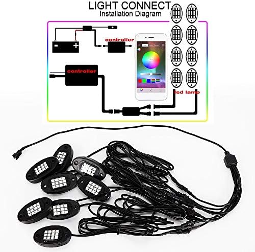 8 Adet RGB LED Altında vücut ışık kaya lamba Offroad kamyon Tekne Bluetooth kablosuz DC 12 V