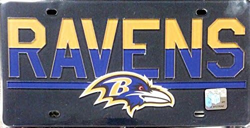 Baltimore Ravens Duo-Ton Siyah Deluxe Lazer Kesim Akrilik Kakma Plaka Etiketi Futbol