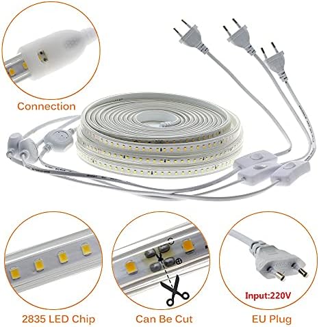 DJASM LED şerit yüksek güvenlik yüksek parlaklık 120 LEDs / m esnek LED ışık açık su geçirmez LED şerit ışık (Renk: Sıcak beyaz,