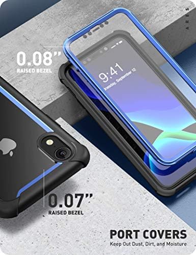 ı - Blason Ares iPhone için kılıf XR 2018, tam Vücut Sağlam Temizle Tampon Olgu ile Dahili Ekran Koruyucu (Mavi)