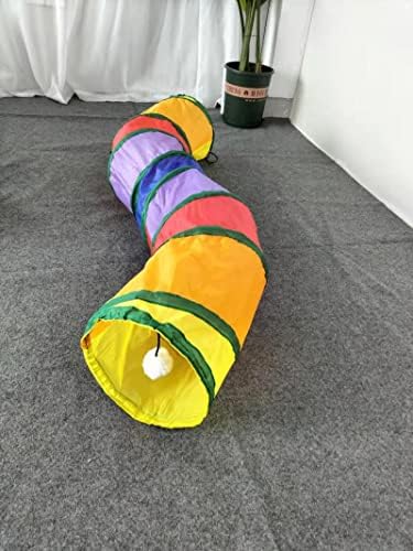 NA S-Tipi Gökkuşağı Ekleme pet kedi tüneli Ev Oyuncaklar Katlanabilir Polyester Kumaş kedi Kanal Kahverengi 25 * 110 cm