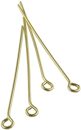 E-üstün 100-Pack Bakır 9 Göz Pin Headpins Altın Eyepins El Yapımı El Sanatları Takı Yapımı için Uzunluk 40mm Kafa Pimleri