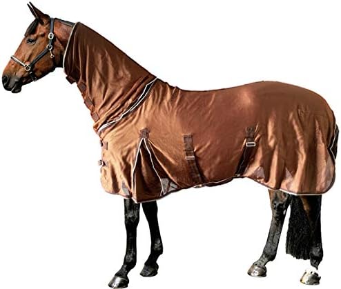 Pet Malzemeleri Nefes Yaz At Ceket ile Ayrılabilir Boyun At Battaniye, rahat PVC örgü Göbek Sarılmış At Bakım Battaniye (Koyu