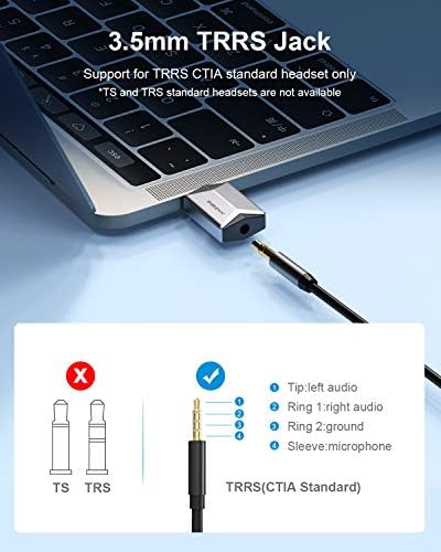 Hagibis USB Harici Ses Kartı Adaptörü Alaşım 2 in 1 USB 3.5 mm AUX TRRS Kulaklık ve Mikrofon Jakı Ses Adaptörü Mic Stereo Ses