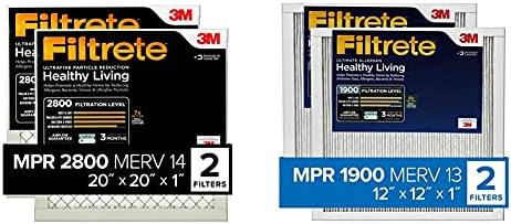 Filtre 20x20x1, AC Fırın Hava Filtresi, 2'li Paket (tam boyutlar 19.69 x 19.69 x 0.78) ve 12x12x1, Sağlıklı Yaşam Nihai Alerjen,