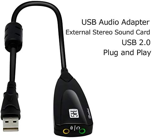 Usee USB Ses Adaptörü Harici Stereo Ses Kartı ile 3.5 mm Mini Kulaklık Mikrofon Jack Win7 XP Mac PC Laptop için(Siyah)