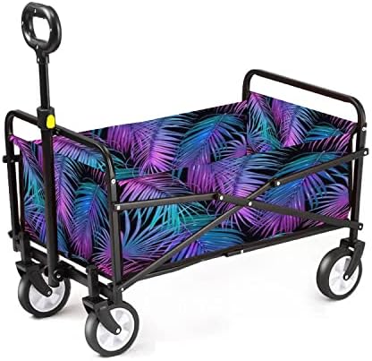Katlanabilir Yardımcı Katlanır Vagon Sepeti Tropic neon Renklerde Dikişsiz Bırakır Siyah üzerinde Renkli İzole Ayarlanabilir