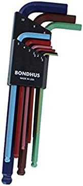 Bondhus 69499 Top Uçlu L-Anahtar Seti w/ColorGuard Kaplama, 9 Parça