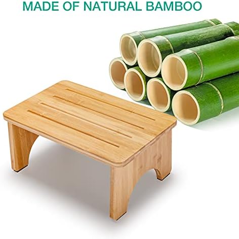 2 Paket P&BEXC Adım Dışkı Bambu Adım Dışkı Yetişkinler ve Çocuklar için,Taşınabilir Başucu Adım Dışkı ile Katı Ahşap, Destek