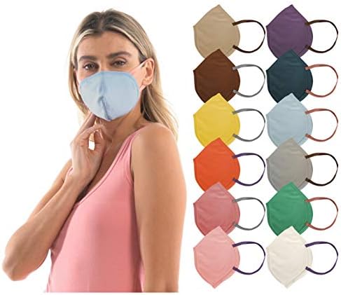 12 Paket Moda Renkli Yüz Maskeleri | Ferah Kese | Yıkanabilir ve Tekrar Kullanılabilir | 2 Katlı Çift Katmanlı Pamuklu Spandex