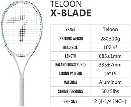 Teloon Yetişkin Eğlence Tenis Raketi, Yetişkinler için 27 inç Profesyonel Tenis Raketi Öğrenci Kadın ve Erkek Raketleri Eğitim