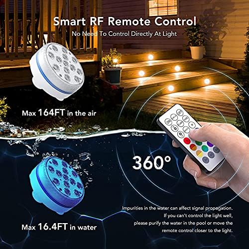SPOMR Dalgıç LED Işıklar Su Geçirmez IP68, RF Uzaktan Kumandalı Sualtı Havuz Işıkları 13 Parlak Boncuk 16 RGB Renk, Mıknatıslı