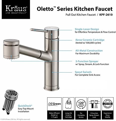 Kraus KPF-2610SFS Oletto Mutfak Bataryası, 10 1/2 İnç, Lekesiz Paslanmaz Çelik