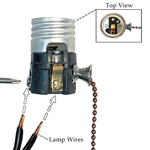 Kraliyet Tasarımları Akkor LED Ampuller için Çekme Zinciri Lamba Soketi, Yağlı Ovuşturdu Bronz, 2'li Set