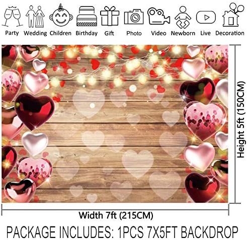 Allenjoy 120x96 inç sevgililer Günü Zemin Kırmızı ve Pembe Aşk Kalp ışık Ahşap Fotoğraf Arka Plan Düğün Yıldönümü Dekorasyon